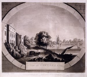 View at Chelsea, impressão feita por F. Jukes, 1784 (gravura aquatint)